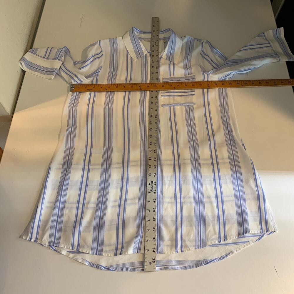 Soft Surroundings Shirt Womens S Small White Blue Ladson Striped Oversized Tunic - Picture 6 of 11